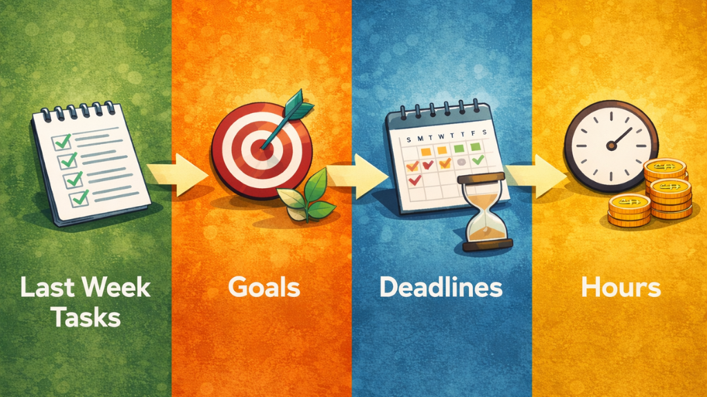 Four-part input structure for ChatGPT weekly planning system