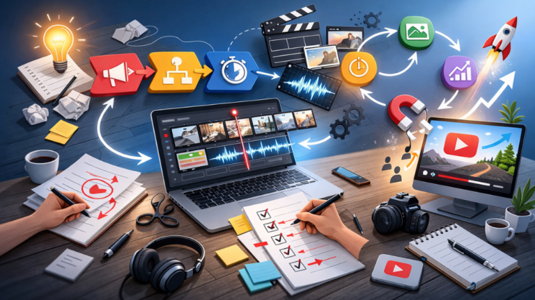 Faceless YouTube script template for voiceover videos created using a 45-minute Claude workflow